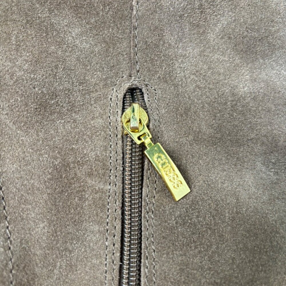 Guess Boots By Marciano Jefter Faux suede fur y2k wedge 10M side zip gold hardwe - Picture 3 of 11